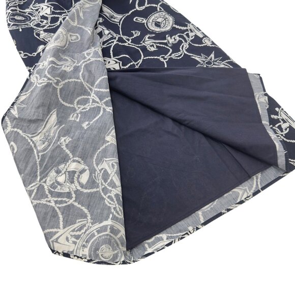 Talbots Vintage Womens Nautical Navy-White Print Wrap Midi Skirt Size 4 Tie Wais - Picture 9 of 15